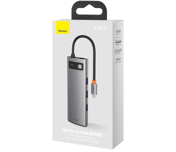 BASEUS Hub 8w1 Metal Gleam USB-C do 3x USB 3.0 + HDMI + USB-C PD + RJ45 + microSD/SD CAHUB-CV0G - 731712 - zdjęcie 6